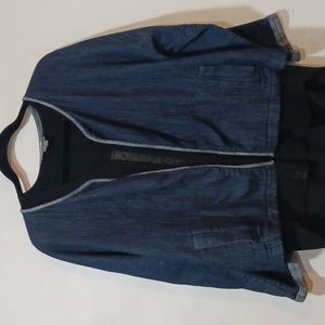 Eileen Fisher denim lightweight open cardigan jacket sz L